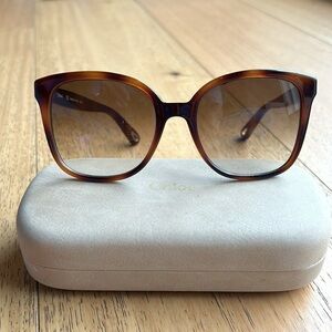 Women’s Chloe oversized brown sunglasses with case